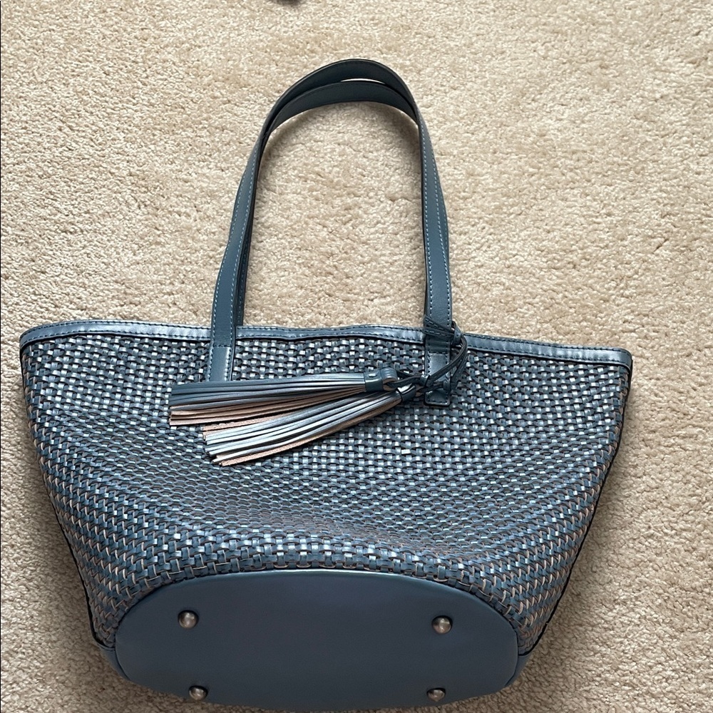 Patricia Nash Stylish Blue Woven Tote Bag